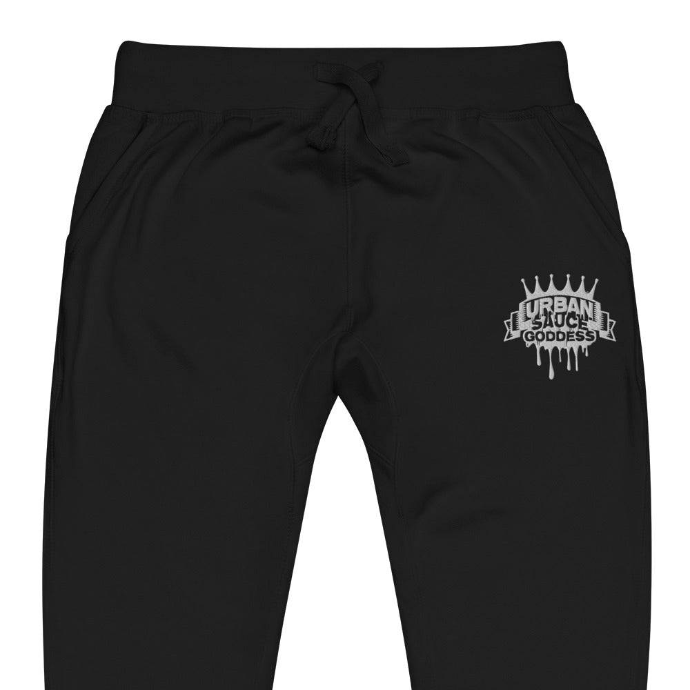 Sauce Goddess White Logo fleece sweatpants