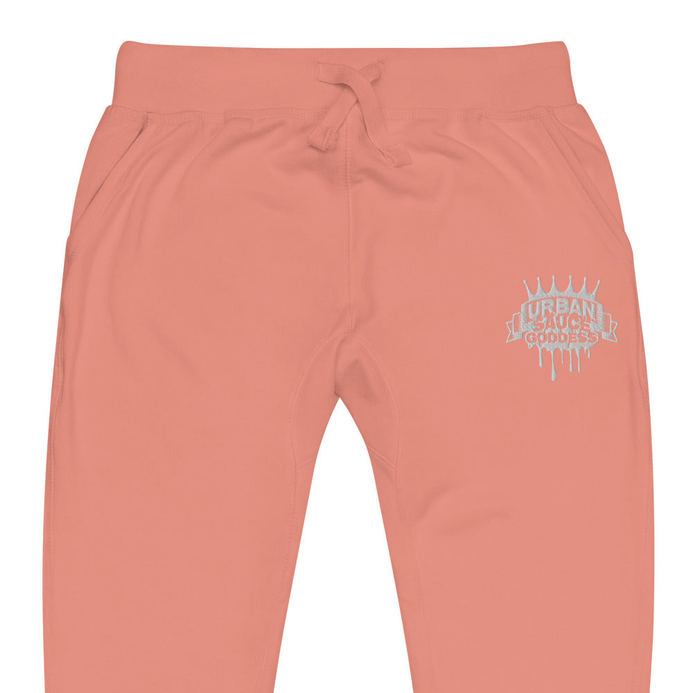 Sauce Goddess White Logo fleece sweatpants