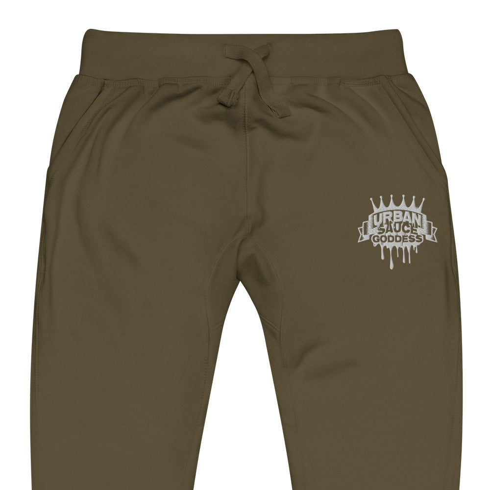 Sauce Goddess White Logo fleece sweatpants