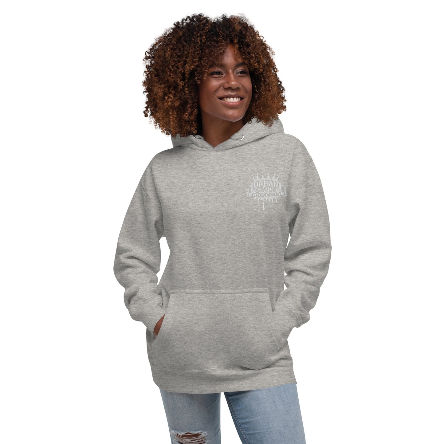 Sauce Goddess White Embroidered Logo Hoodie