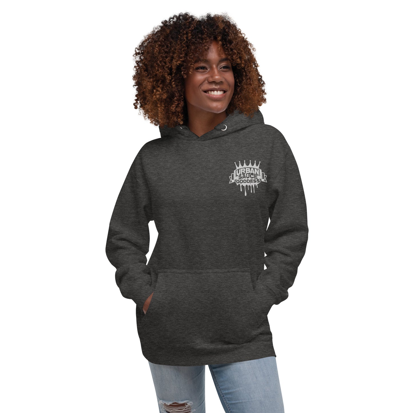 Sauce Goddess White Embroidered Logo Hoodie