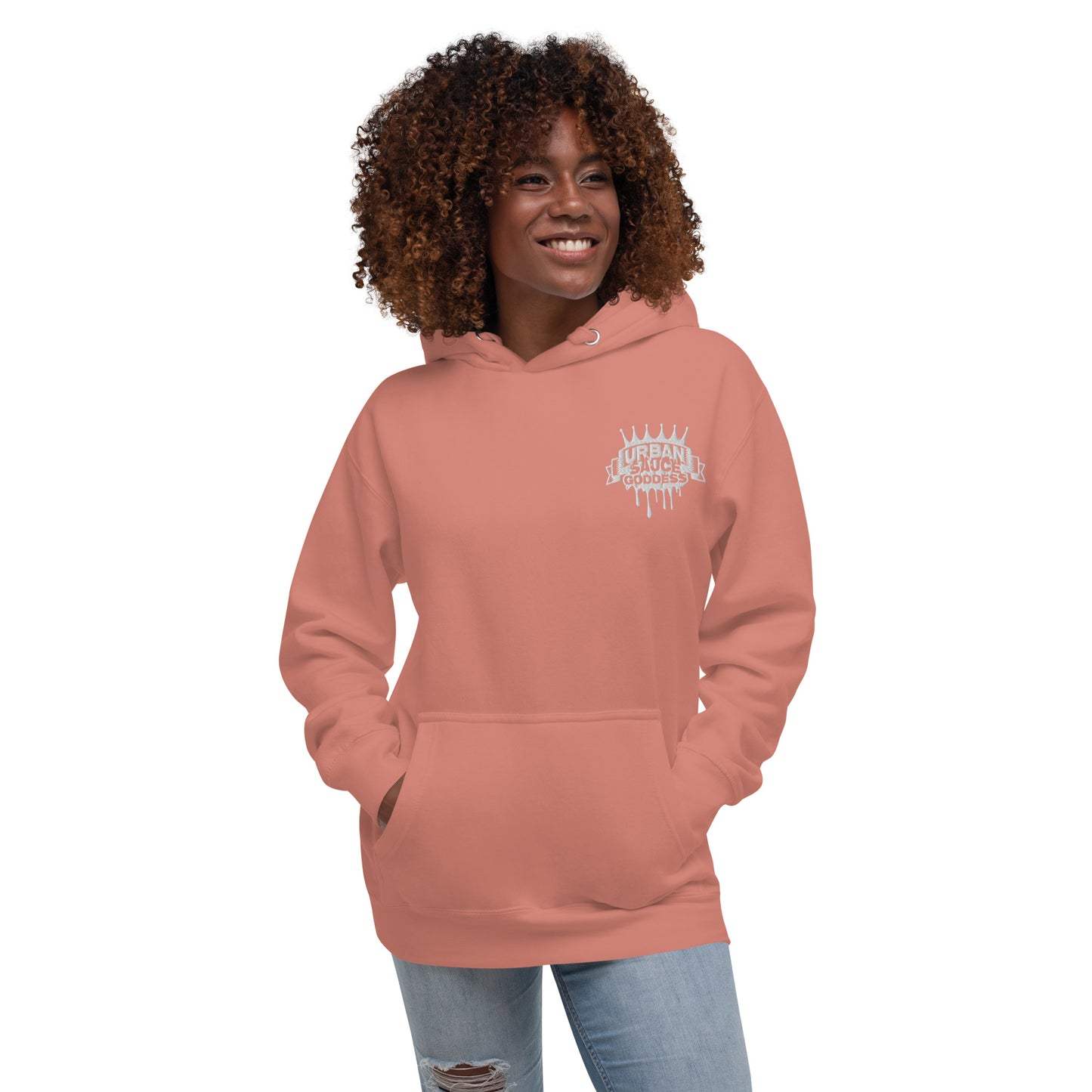 Sauce Goddess White Embroidered Logo Hoodie