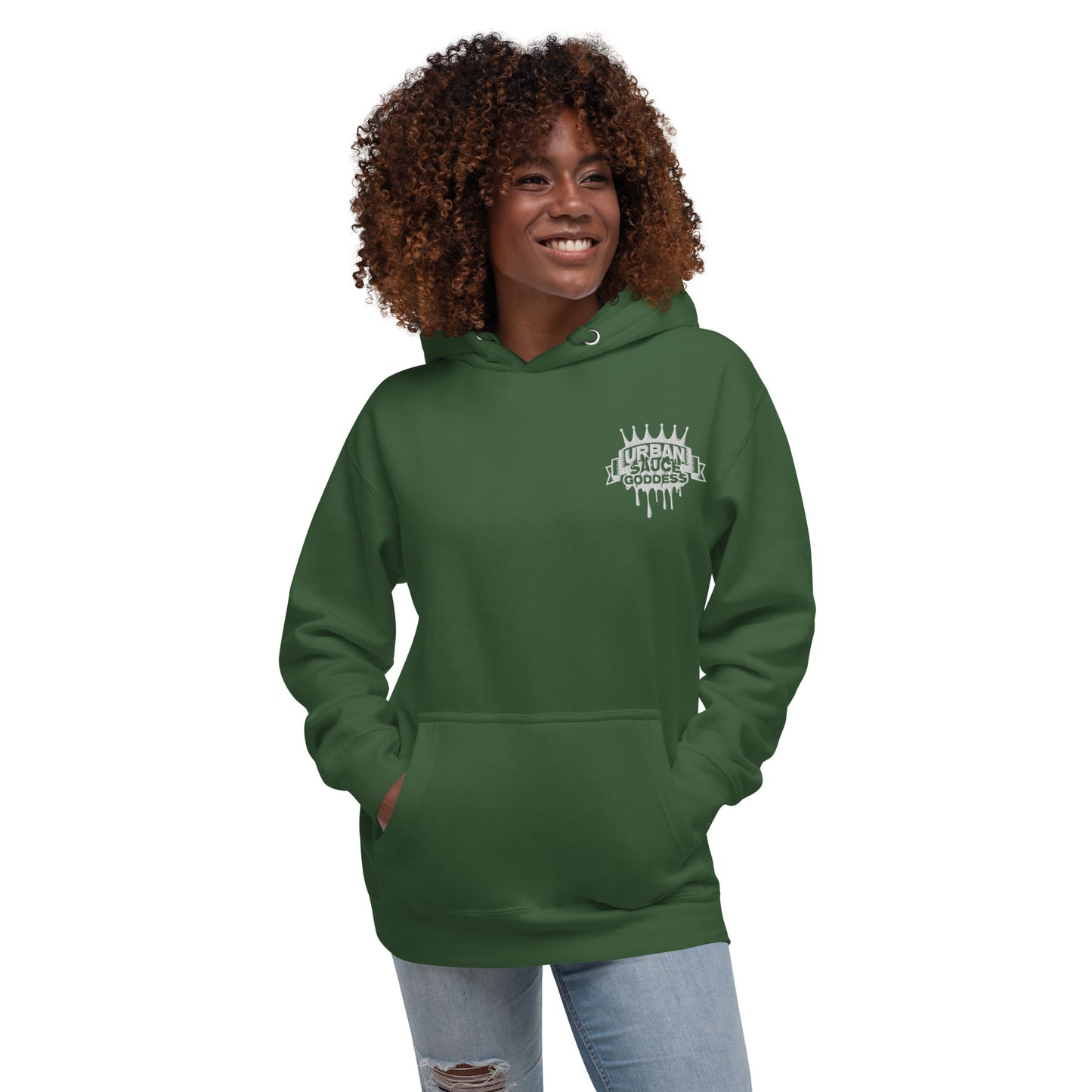 Sauce Goddess White Embroidered Logo Hoodie