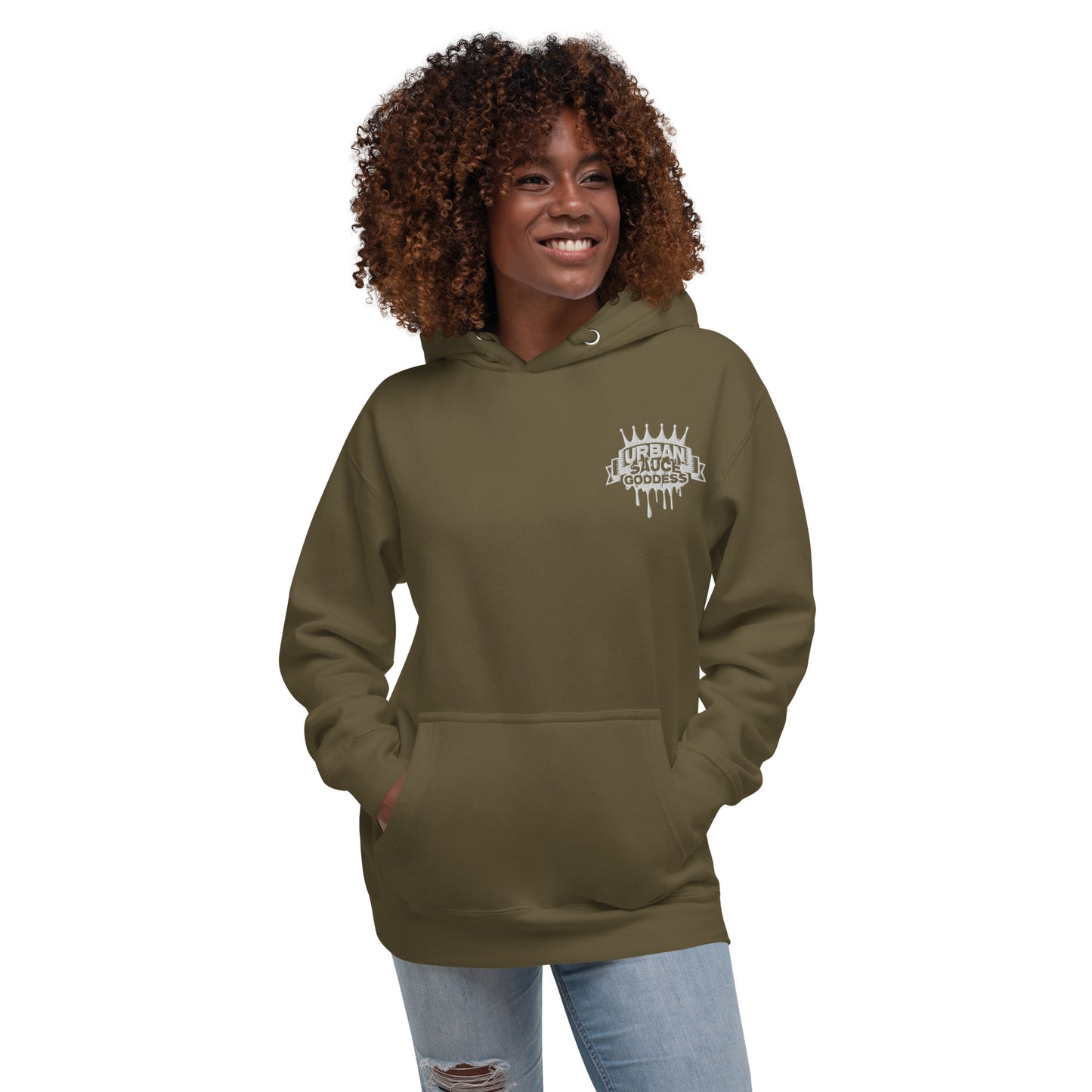 Sauce Goddess White Embroidered Logo Hoodie