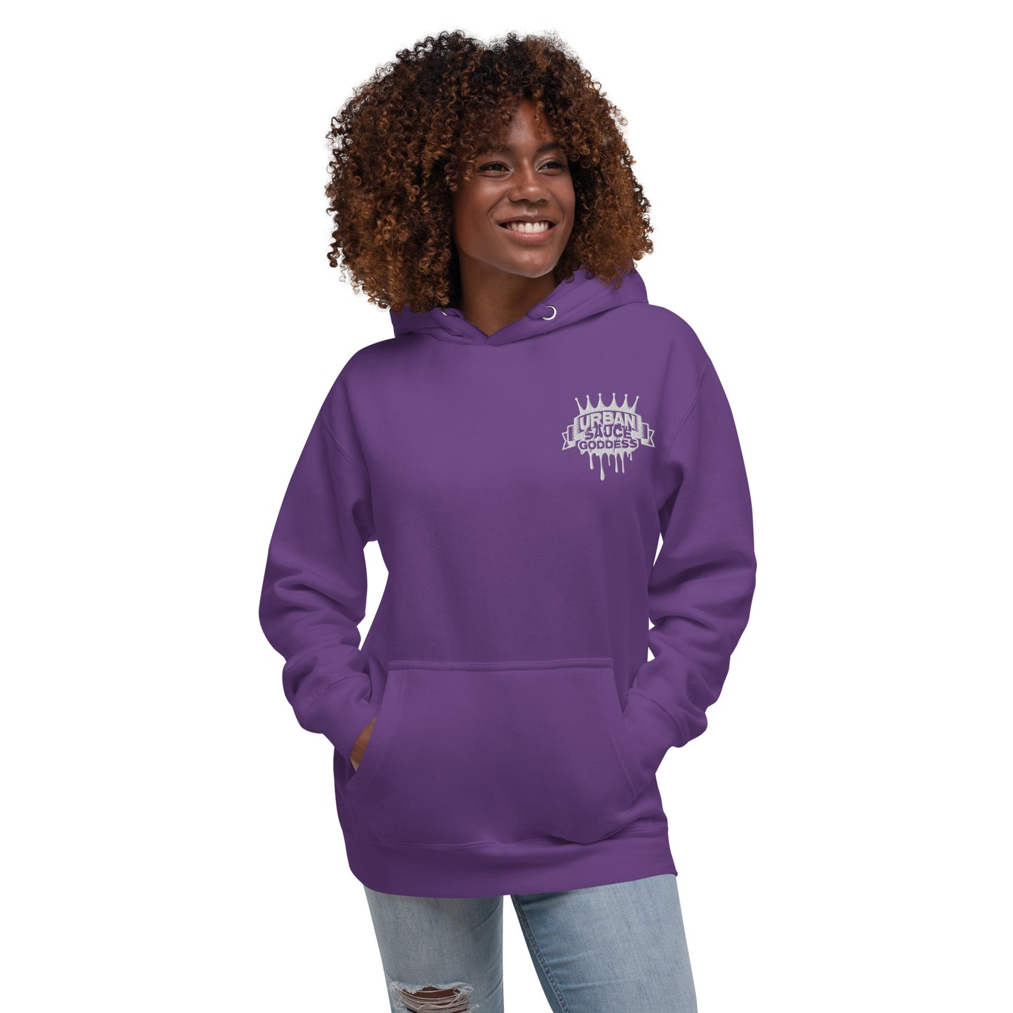 Sauce Goddess White Embroidered Logo Hoodie
