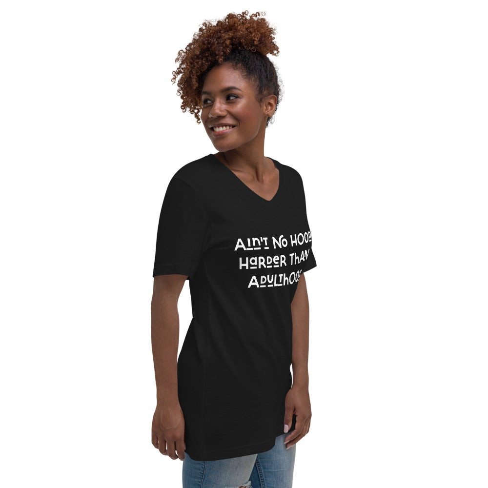 Sauce Goddess Black Short Sleeve V-Neck T-Shirt-Adulthood