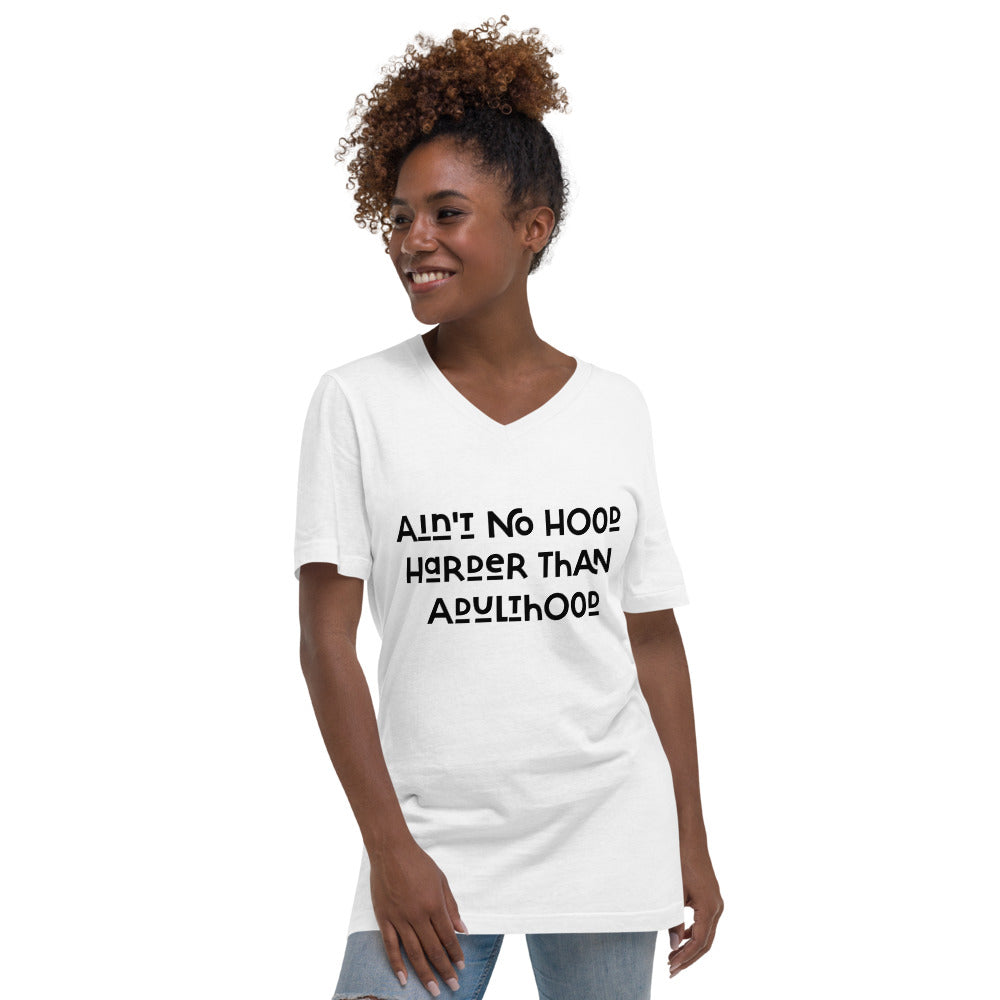 Sauce Goddess White Short Sleeve V-Neck T-Shirt-Adulthood