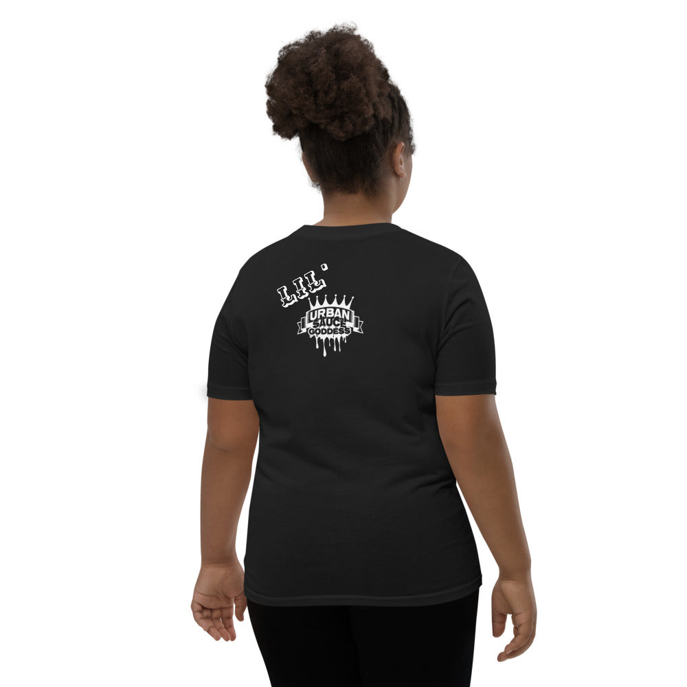Lil' Sauce Goddess Black Short Sleeve T-Shirt-Childhood