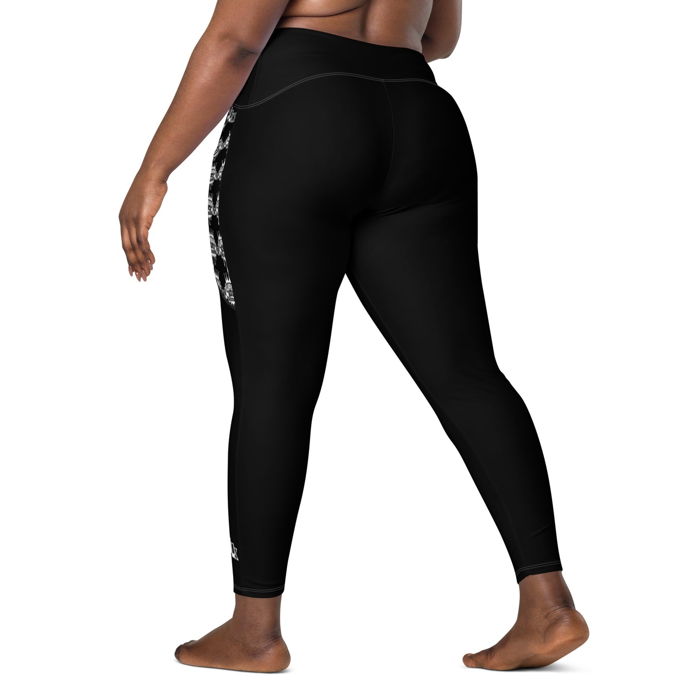 Sauce Goddess Black Leggings with white logo pockets