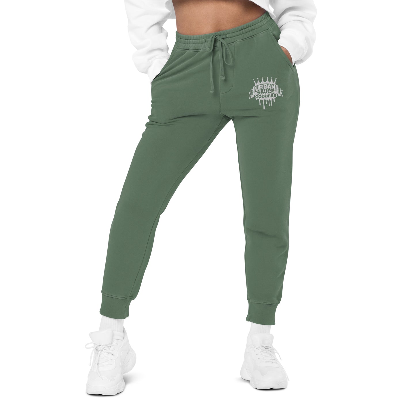 Sauce Goddess white logo pigment-dyed sweatpants