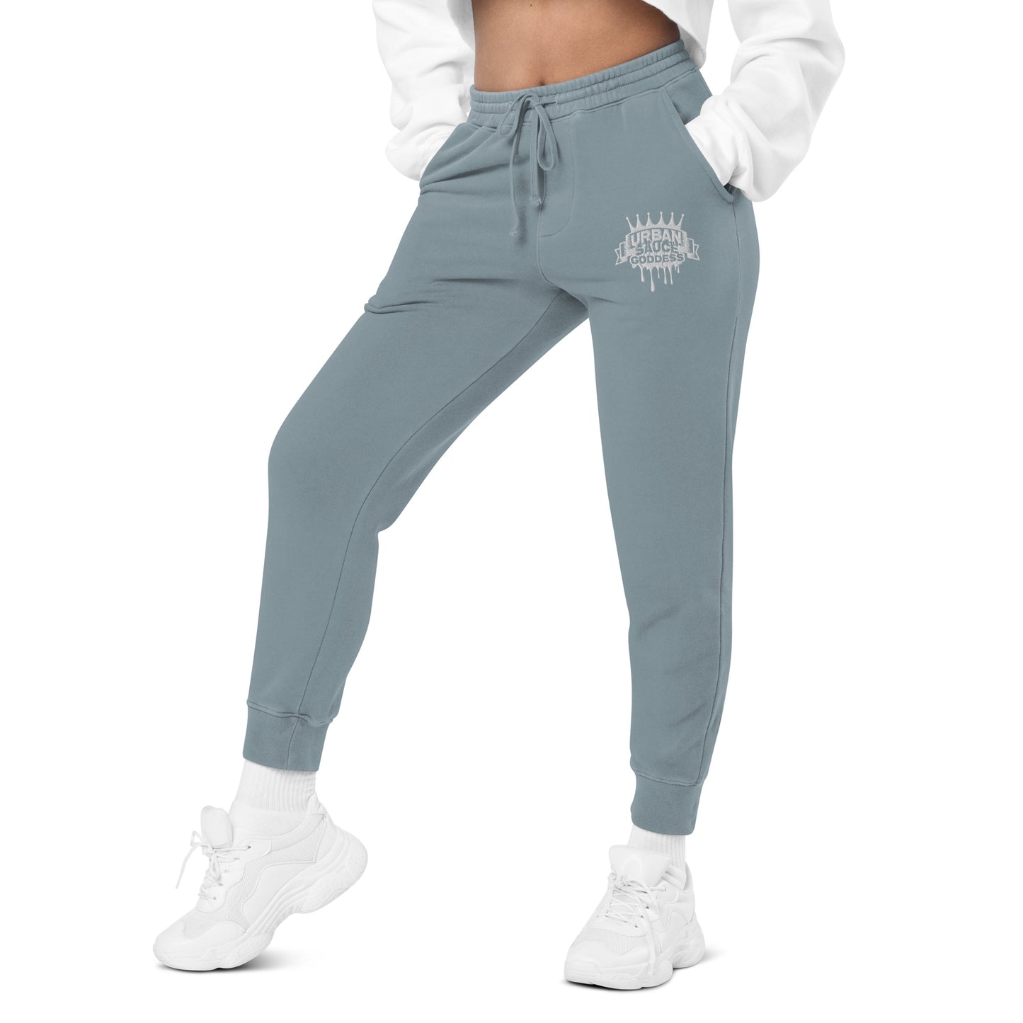 Sauce Goddess white logo pigment-dyed sweatpants