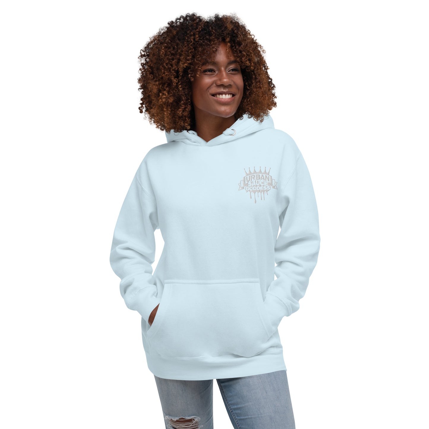 Sauce Goddess White Embroidered Logo Hoodie