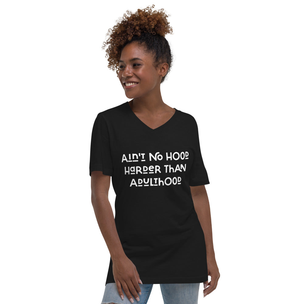 Sauce Goddess Black Short Sleeve V-Neck T-Shirt-Adulthood