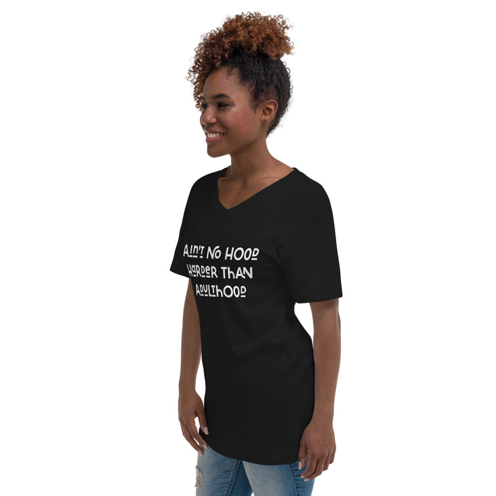 Sauce Goddess Black Short Sleeve V-Neck T-Shirt-Adulthood