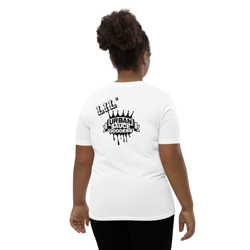 Lil' Sauce Goddess White Short Sleeve T-Shirt-Childhood